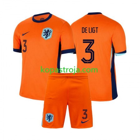 Billiga Fotbollströjor Nederländerna Matthijs de Ligt 3 Barn Hemma tröja EM 2024 Kortärmad